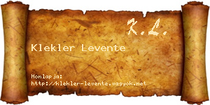 Klekler Levente névjegykártya